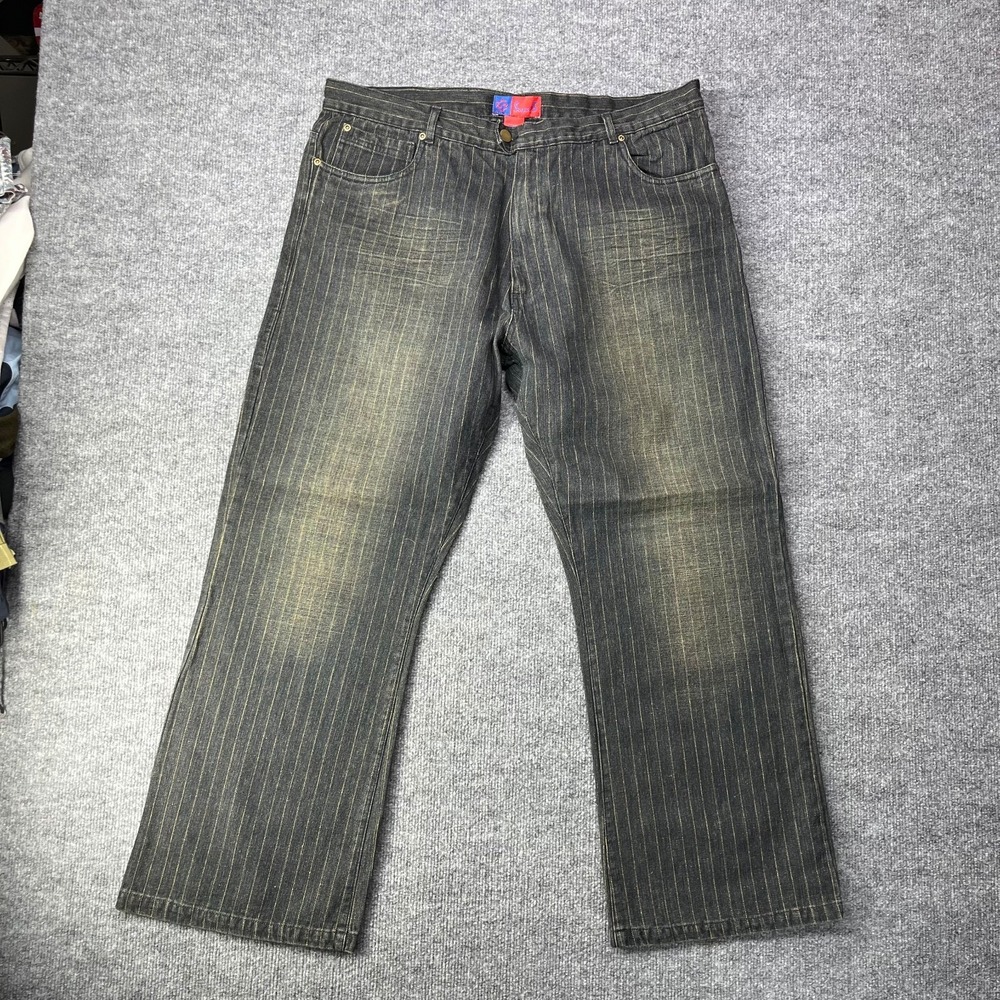 VTG Deadstock Y2K‎ Super S Jeans Men's Denim Hickory Pinstripe Zip Fly - 39X29.5